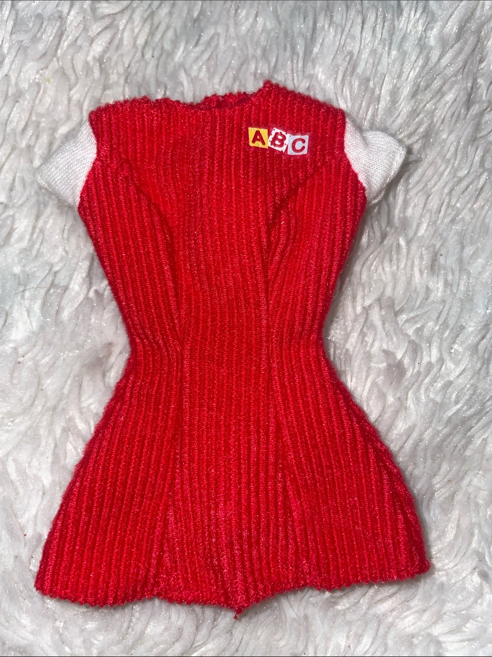 Red ABC Patch Knit Dress Schooltime Fun 1997 Barbie